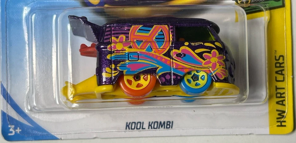 Hot Wheels Treasure Hunt HW 2018 Art Cars 8/10 Kool Kombi púrpura/flores amarillas Foto 2 de 4