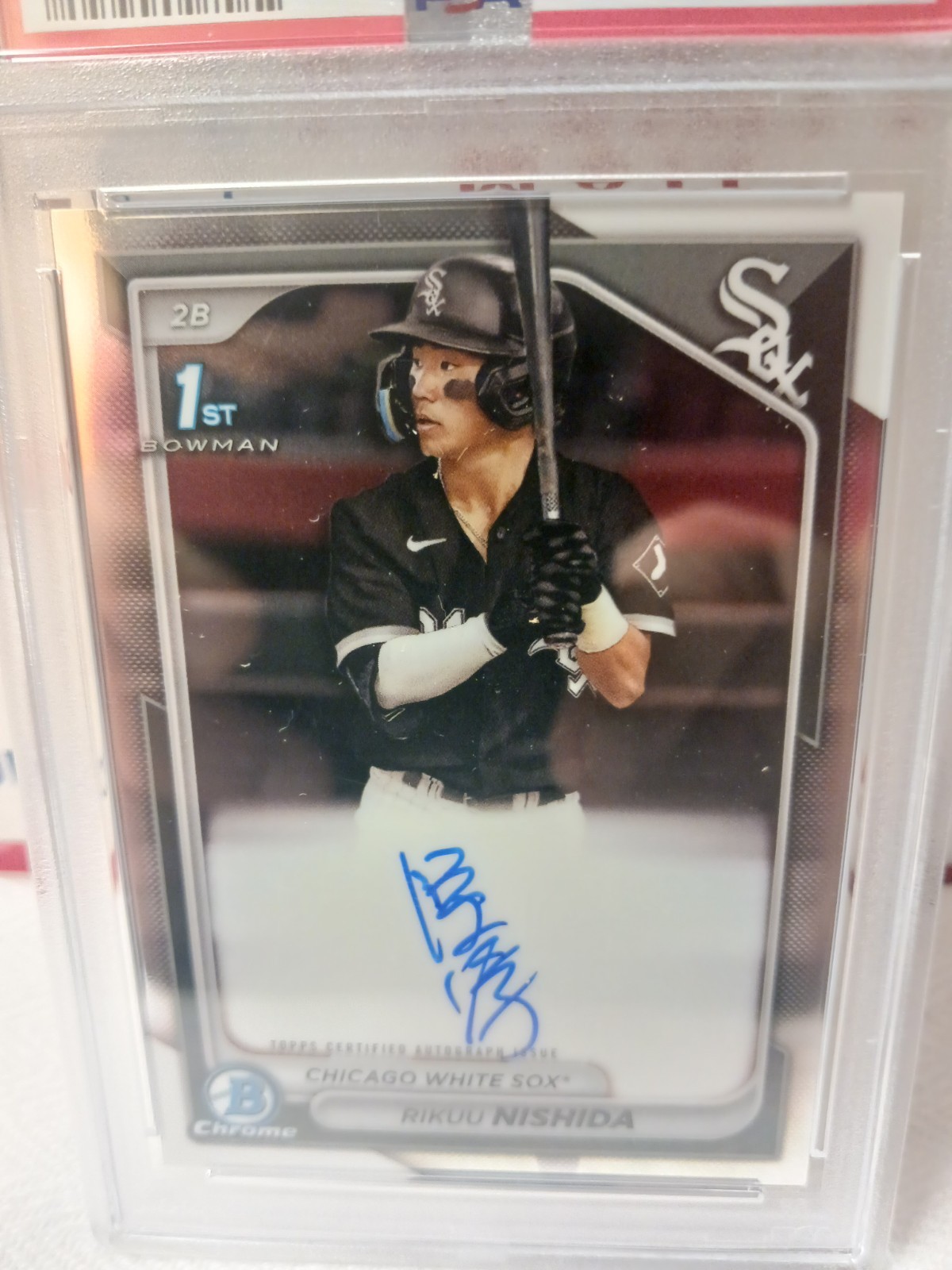 2024 Bowman Chrome Prospect Autographs Rikuu Nishida #CPA-RN (AU, RC) PSA 10 view 2
