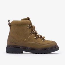 Clarks Boys Adelaide Top Toddler Khaki Ankle Boots,Lace Up Synthetic Casual