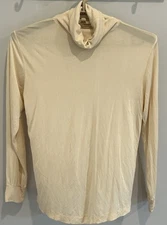 Vintage LL Bean Mens Ivory 100% Silk Turtleneck Base Layer Size Large