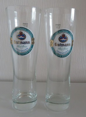 Weißbierglas Weizenglas 2 Gutmann  alkoholfreies Hefeweizen grünes LOGO