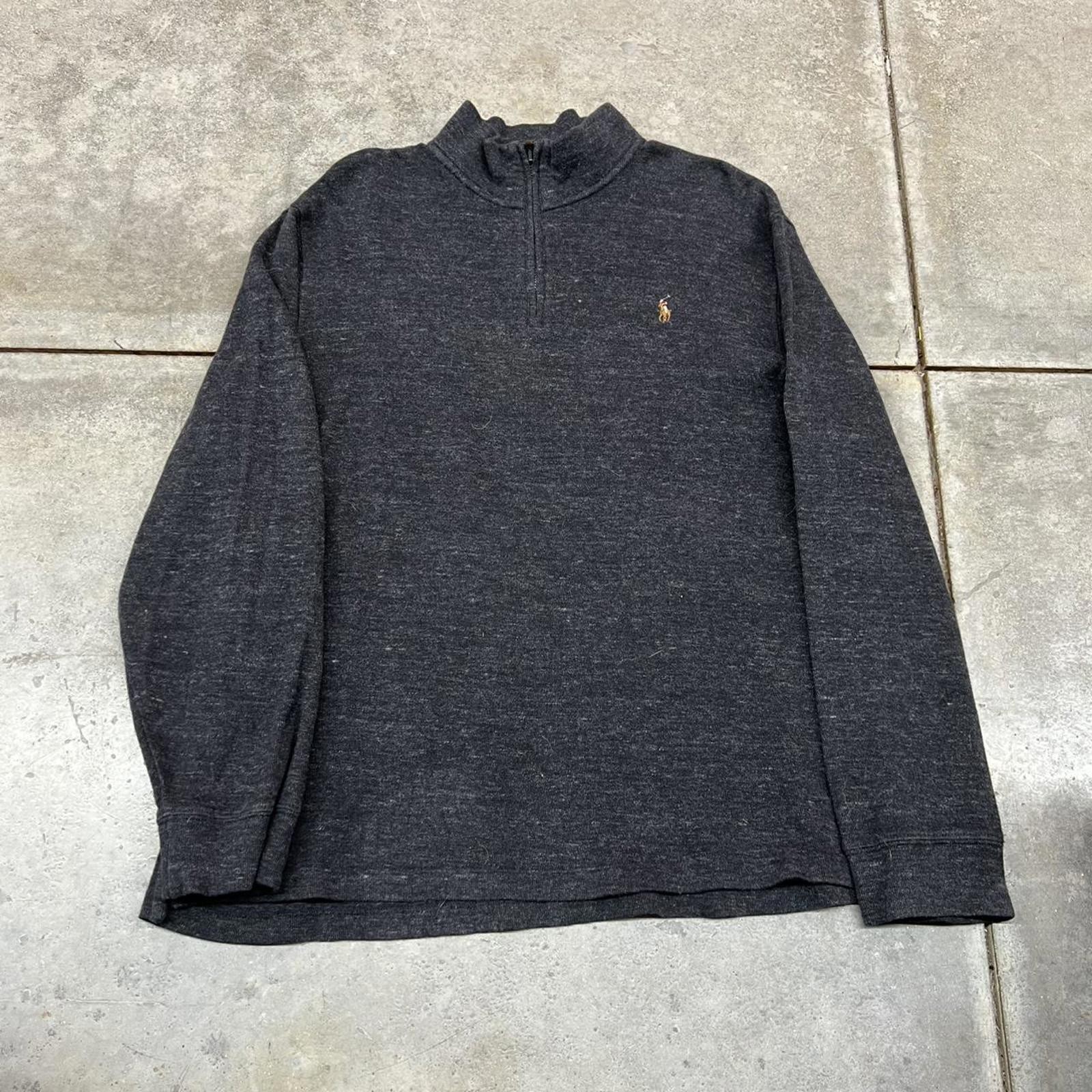 vintage polo ralph lauren dark grey quarter zip sweater size xl