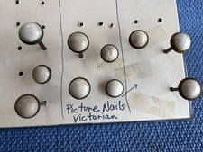 10 Antique Victorian Picture Hanging Nails w SLIP ON White Porcelain Covers