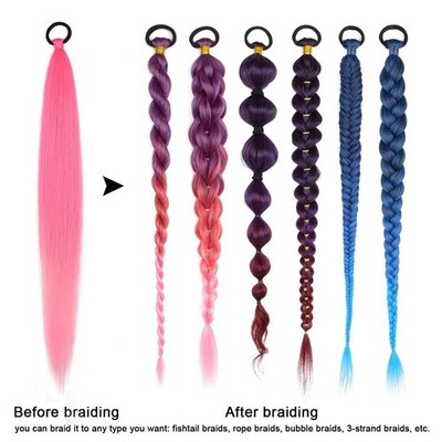 26'' Long Hair Straight Ponytail Extension Fake Hair Pieces Braid Ponytail Women