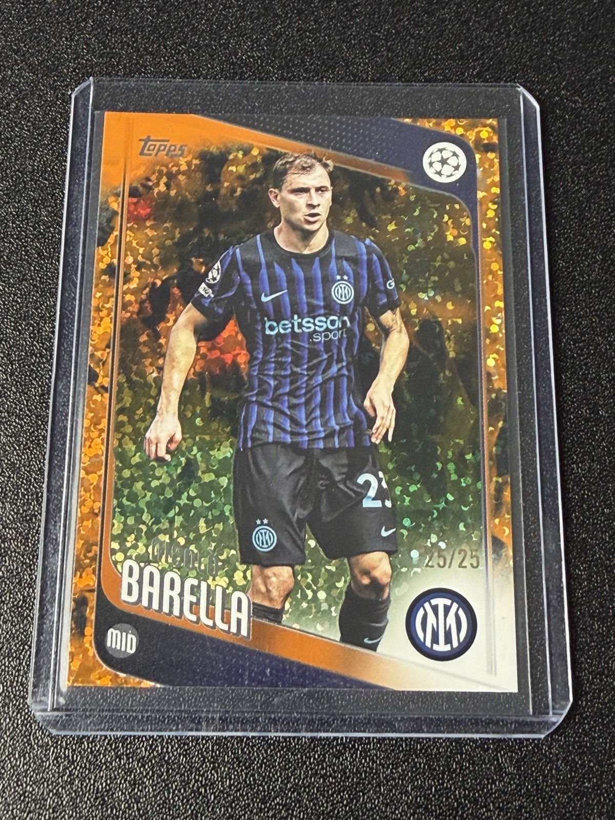 2025-26 Topps UEFA Nicolo Barella Orange Inferno Holo #/25 Milano