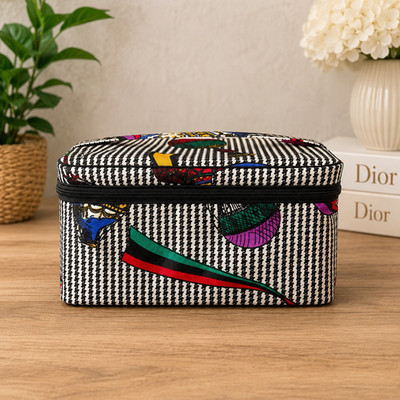 Vintage Christian Dior Large Cosmetic Case Hot Air Balloon Design Makeup Travel