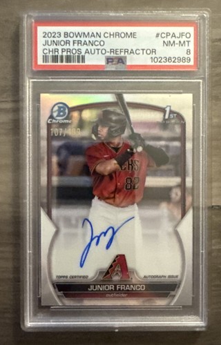 2023 Bowman 1st Chrome Refractor Diamondbacks Junior Franco Auto 107/499 PSA 8 - Picture 1 of 2