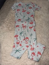 Carter's Pink Flamingo  Green Palm Kids Pajama Set 8