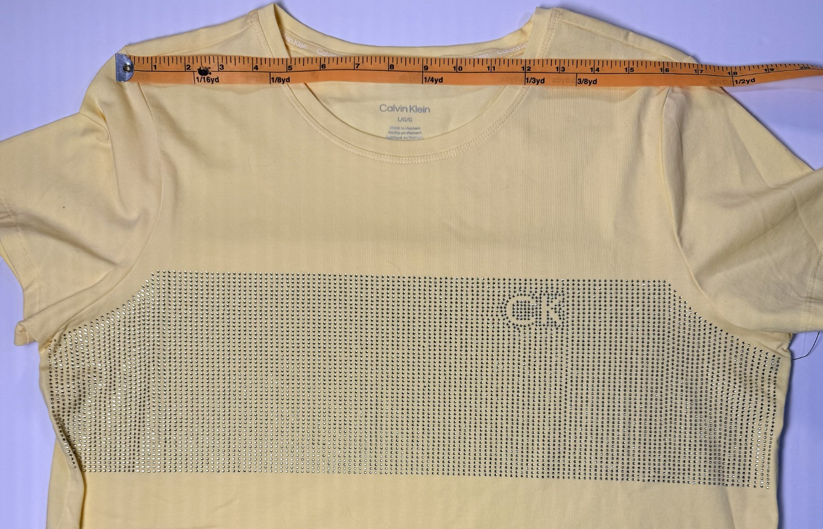 Calvin Klein Women's T-Shirt- Lemon Ice Yellow- Size Large - Metallic Logo thumbnail 7