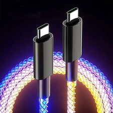USB C to Type C LED Light Up RGB C Charging Cable,Fast C TO C