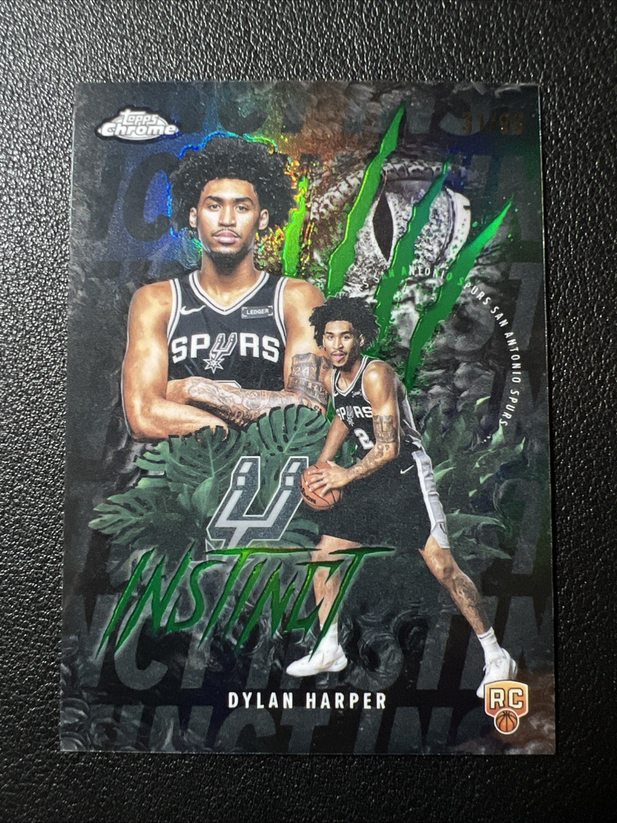 Dylan Harper Rookie 2025-26 Topps Chrome Instinct Green /99 San Antonio Spurs