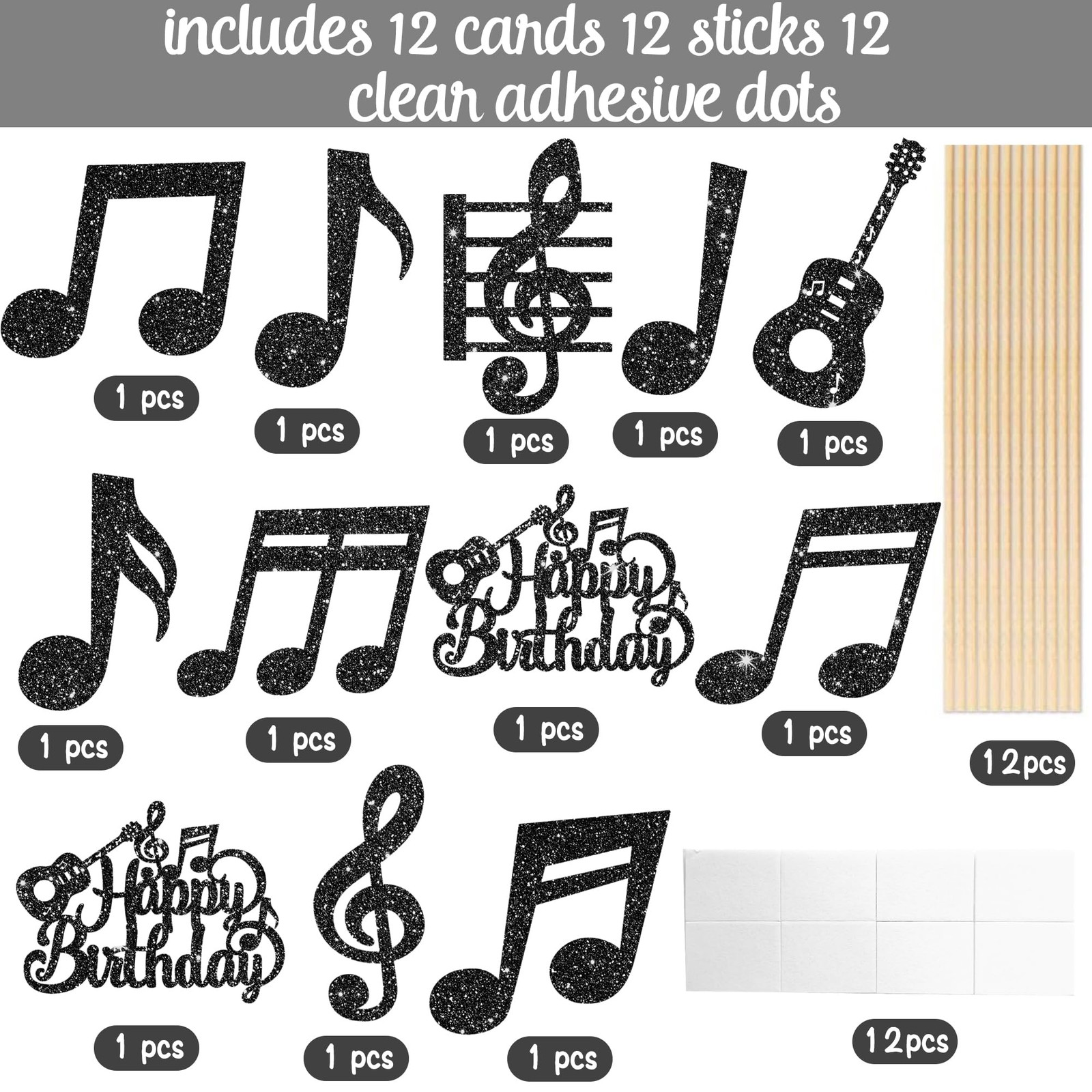 Music Notes Centerpiece Sticks 12PCS Music Theme Birthday Decorations Musical...