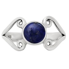 Natural Lapis Lazuli - Afghanistan 925 Sterling Silver Ring s.6 Jewelry R-1574