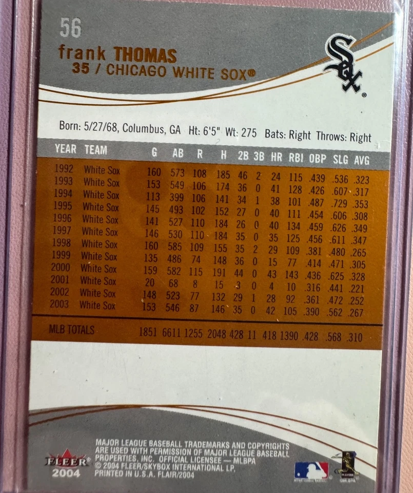 2004 Flair Frank Thomas #56 Chicago White Sox MLB Baseball - Image 2 of 2