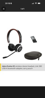 Jabra Evolve 65 UC Stereo Wireless On-Ear Headset - Schwarz