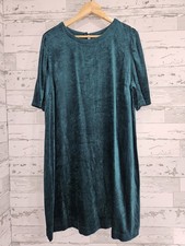 J Jill Womens Large Teal Green Velvet Shift Dress Elegant Holiday