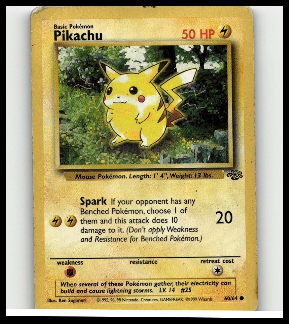 PIKACHU 60/64 COMMON JUNGLE POKEMON UNLIMITED NM