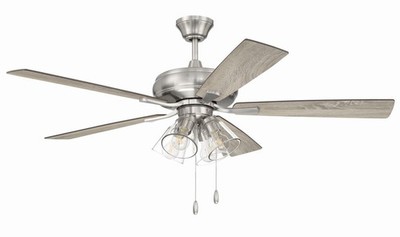 Brushed Polished Nickel 52''Ceiling Fan from the Eos Clear 4 Light Collection