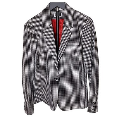 NWOT Rafaella Black & White Gingham Blazer Jacket - One Button Career Size M