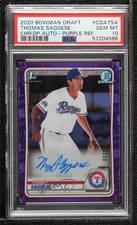 2020 Bowman Draft Chrome Picks Purple Refractor Thomas Saggese PSA 10 Auto 10no