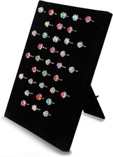 Jewellery Ring Display, Black Velvet Rings Stands Boards Tray Holder with 50 Sl