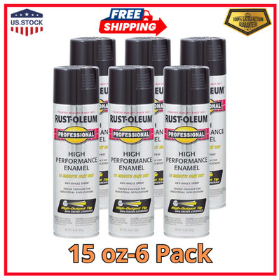 Rust-Oleum 7579838 High Performance Enamel Spray Paint, 15 Oz 6 pk Gloss Black