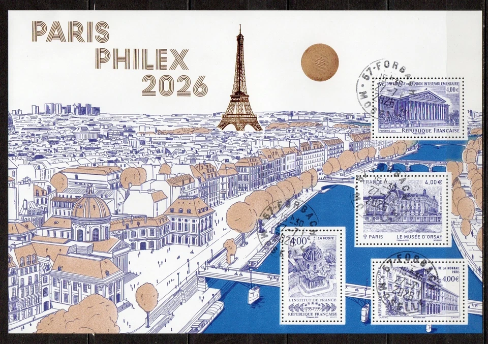 FRANCE 2026 Bloc - Doré Paris Salon Philex oblitéré cachet rond. - Photo 1/1