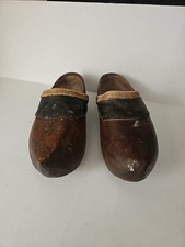 Vintage Dutch Wooden Clogs Made in Holland 1940s-50s Primitive Handmade Shoes