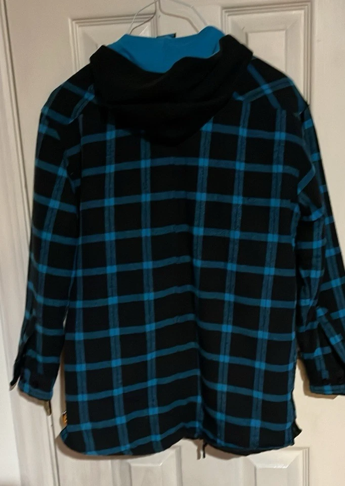 Chaqueta Burnside azul a cuadros con cremallera para niños Foto 3 de 4