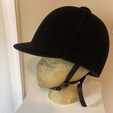 Vintage Black Velvet English Equestrian Riding Hat Size 7 1/2