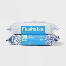 up up Flushable Cleansing Wipes Fresh Scent 2pk 60ct Aloe Vitamin E