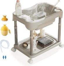 Mobile Adjustable Height Hair Washing Basin for Bedridden Elderly, Portable
