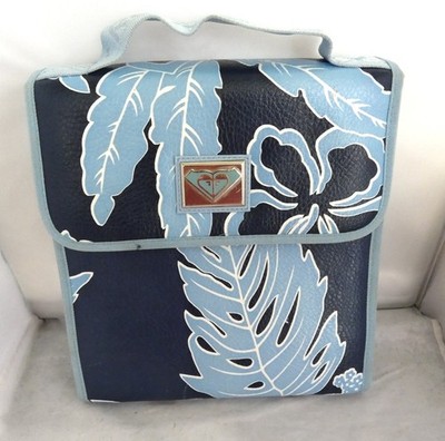 Roxy Y2K Travel Leather Cosmetic Blue Hibiscus Bag