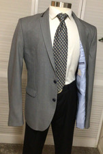 ZARA MAN MENS GRAY DOUBLE VENTED SPORT COAT BLAZER 40R