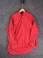 Chaps Dress Shirt Mens XL Red Twill Wrinkle Free Long Sleeve Button Front