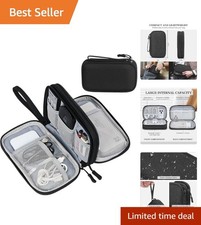 Compact Double Layer Travel Cable Organizer Pouch for Cords and Chargers - Black