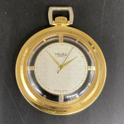 Majex 17 Jewels Skeleton Swiss Plaque OR G (Gr) 10 Micron Gold Pocket Watch