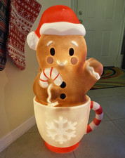 Holiday Time Illuminated Gingerbread Man in Mug Free Standing Yard Decor