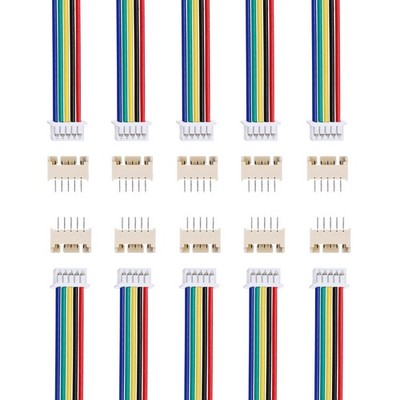 10pcs 5 Pin Single Head Male Connector with Cable and Female Board Connector
