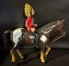 VTG Plastic Horse W Indian Riding His Back Made In HONG KONG