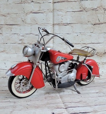 Handmade Indian Motorcycle 1:8 Tinplate Antique Style Metal Model Superb Decor