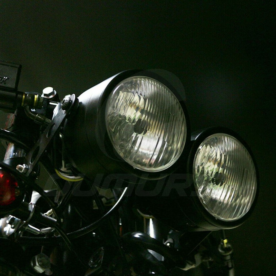 Universal 4.5'' Black Twin Headlight Motorcycle Double Dual