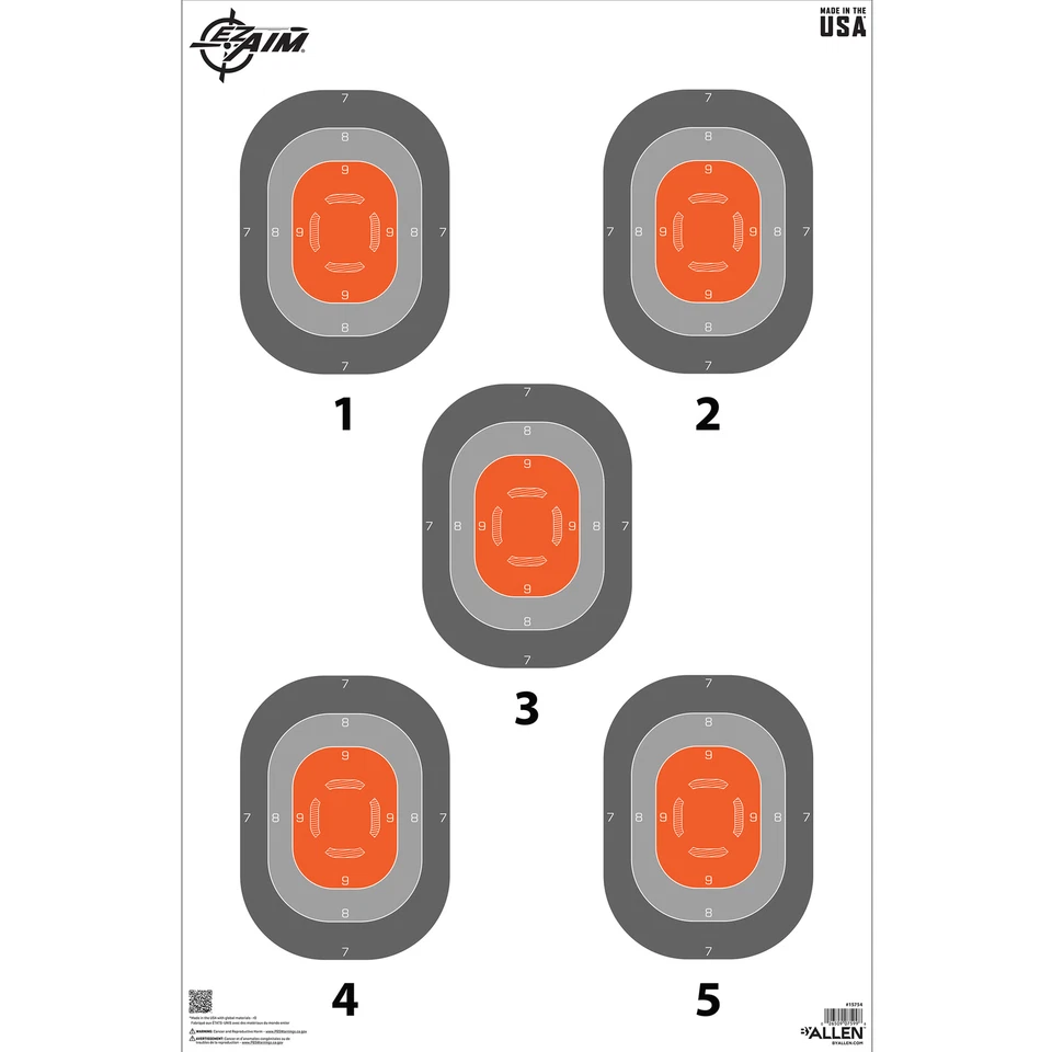 Allen Company EZ AIM 5-Spot Paper Targets 23x35 polegadas pacote com 50 laranja e cinza - Imagem 2 de 2