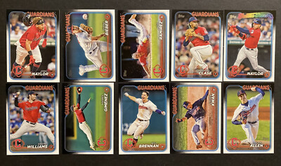 CLEVELAND GUARDIANS 2024 Topps Series 1 Base Team Set (10 Cards) Ramirez-Naylor+