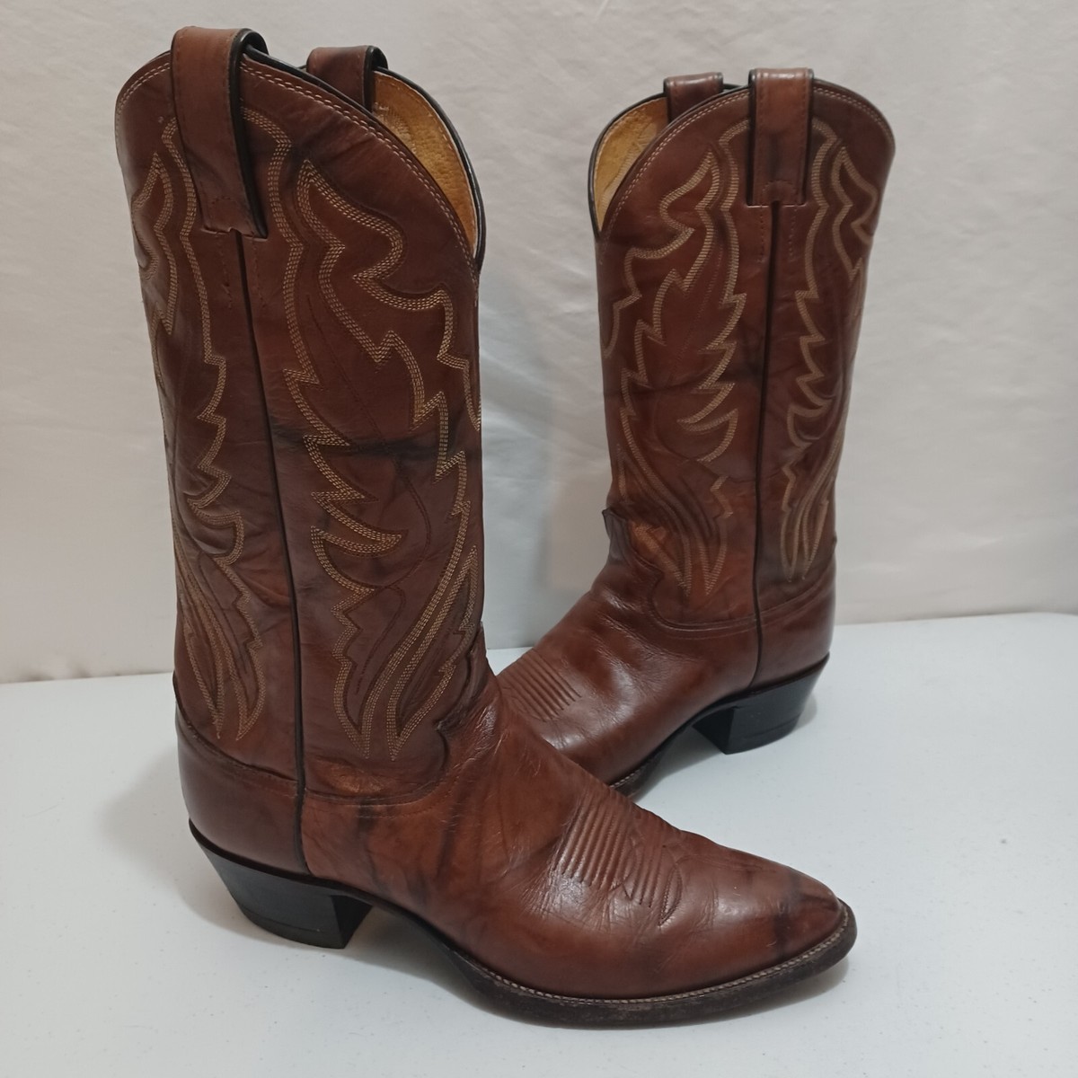 Vintage Men Justin Boots 1967 Brown Leather‎ Cowboy  Pull-On Western Boots 7.5 Justin boots cowboy western boots leather | Mercari main image 2