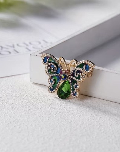 Rhinestones Women’s Butterfly Brooch Pin Sweater Pin Suit Corsage Scarf Brooch - Picture 3 of 7