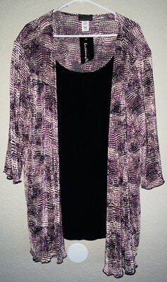 NWT Brittany Black Women s Plus Size Slinky Blouse Top 0X (A8)