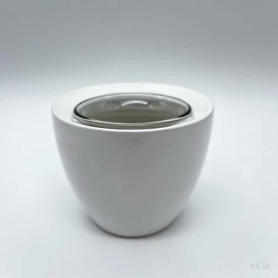Teelichthalter, Windlicht mit Glaseinsatz für Teelichter - Weiß 7x8cm - Bild 1 von 4