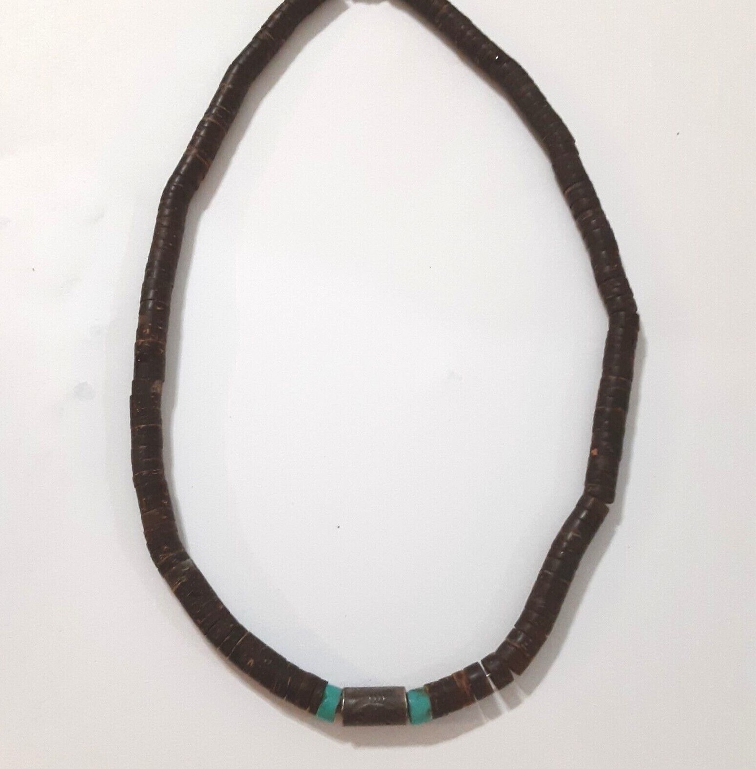 925 Silver Turquoise Coconut Shell Graduated Bead… - image 5