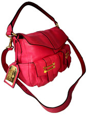 Ralph Lauren Bermondsey Flap Pink Leather Handbag Shoulder Strap Gold Hardware